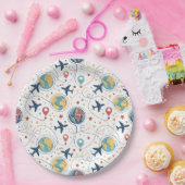 Global Travel Aviation Pattern (1) ペーパープレート (パーティー)