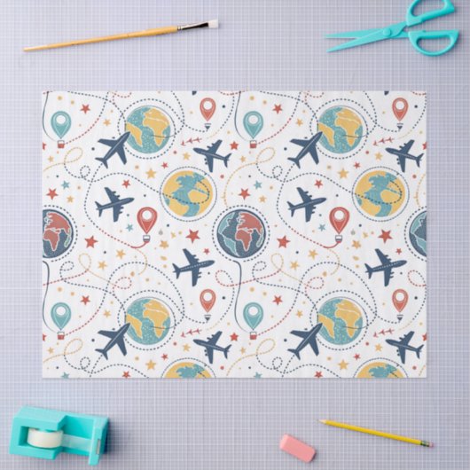 Global Travel Aviation Pattern (1) 薄葉紙 (クラフト)