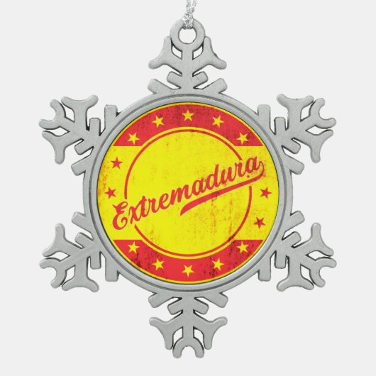 Global Traveler - Extremadura，スペイン スノーフレークピューターオーナメント (正面)