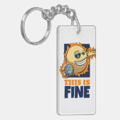 Global Warming This Is Fine Climate Change Cartoon キーホルダー (正面左)