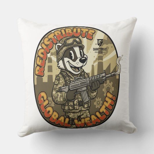 Global Wealth Badger Throw Cushion クッション (裏面)
