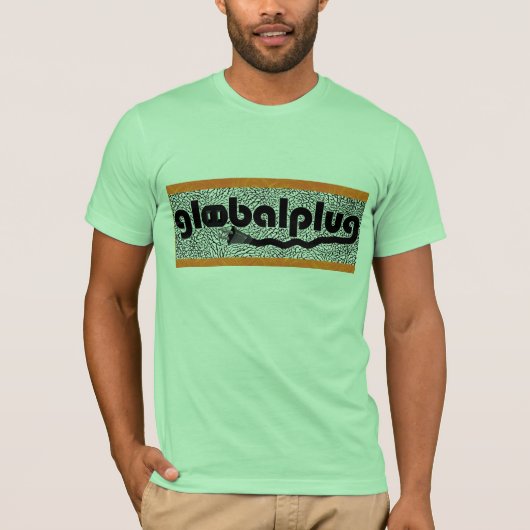 globalplugのライムグリーンのブラジルのティーの黒のロゴ tシャツ (正面)