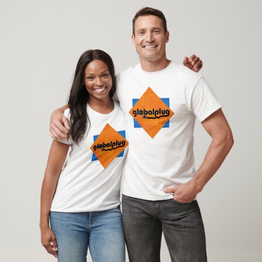 globalplugnetブラックティーオレンジ/青パターン tシャツ (ユニセックス)