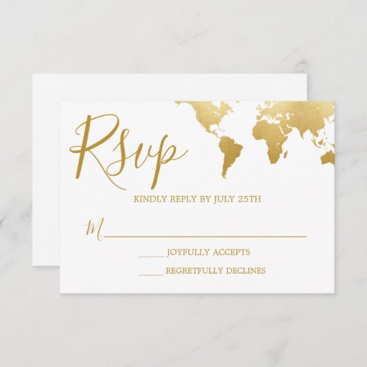 Globetrotter Glam Wedding RSVPカード (正面/裏面)