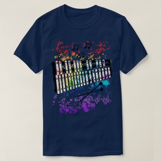 Glockenspiel Rainbow Colors Glockenspielist Music Tシャツ (デザイン正面)