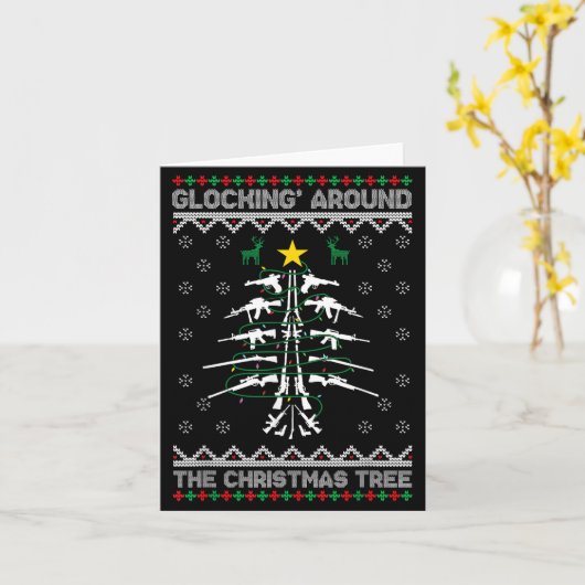 Glocking Around The Christmas Tree Ugly Christmas カード (黄色い花)