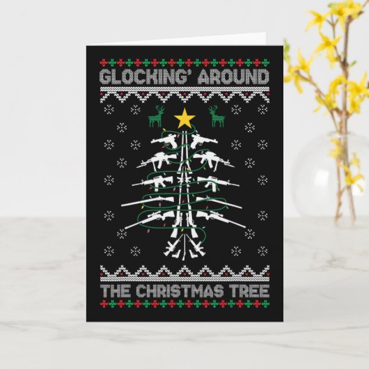 Glocking Around The Christmas Tree Ugly Christmas  カード (黄色い花)