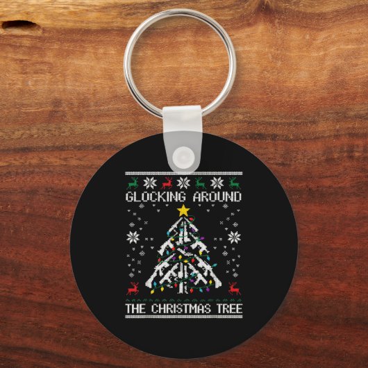 Glocking Around The Christmas Tree Ugly Christmas  キーホルダー (正面)
