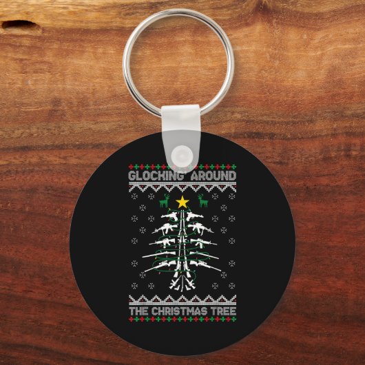 Glocking Around The Christmas Tree Ugly Christmas  キーホルダー (正面)