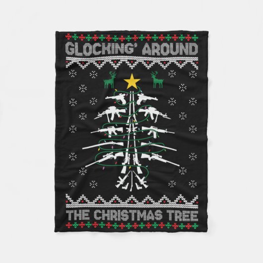 Glocking Around The Christmas Tree Ugly Christmas  フリースブランケット (正面)