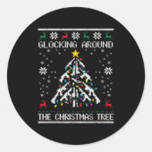Glocking Around The Christmas Tree Ugly Christmas  ラウンドシール (正面)