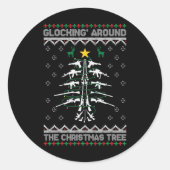 Glocking Around The Christmas Tree Ugly Christmas  ラウンドシール (正面)