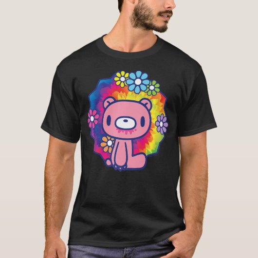 Gloomy Bear The Naughty Grizzly 70's Hippy Flowers Tシャツ (正面)