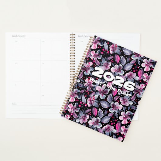 Gloria-Black,Gray,Pink Floral Customizable Planner プランナー手帳 (ディスプレー)