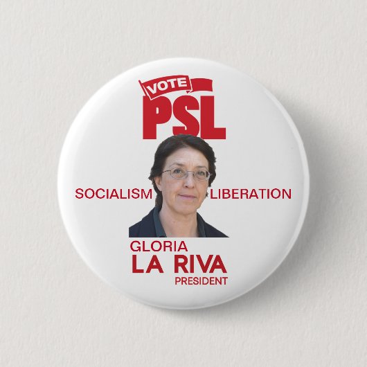 Gloria La Riva社長2020年 缶バッジ (正面)