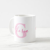 Gloria name meaning and monogram pink text コーヒーマグカップ (正面左)