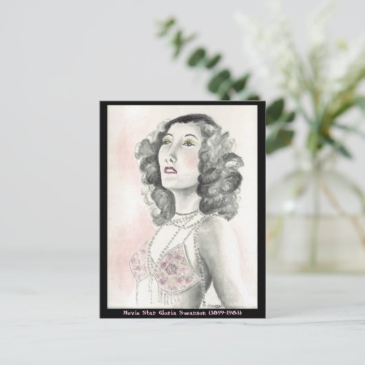 Gloria Swansonのオリジナルアート付きポストカード ポストカード (スタンド正面)