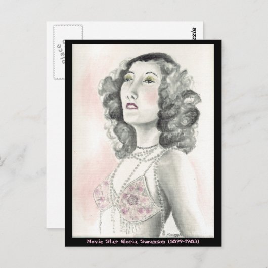Gloria Swansonのオリジナルアート付きポストカード ポストカード (正面/裏面)