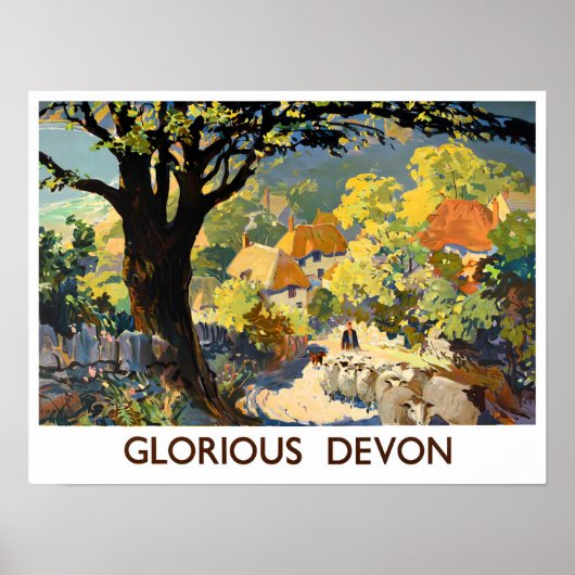Glorious Devon England vintage travel Poster ポスター (正面)