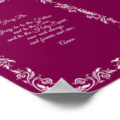 Glory Be Prayer Ivory White Botanicals on Burgundy ポスター (角)