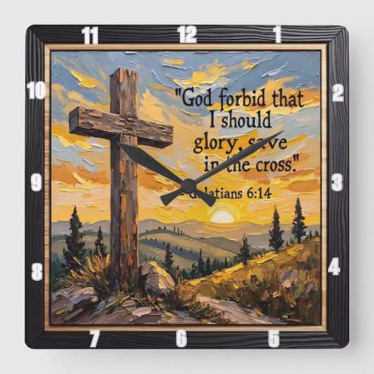 Glory In The Cross Alone スクエア壁時計 (正面)