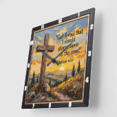 Glory In The Cross Alone スクエア壁時計 (傾斜)