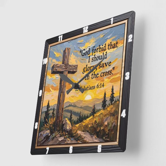 Glory In The Cross Alone スクエア壁時計 (傾斜)