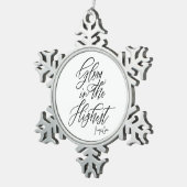 Glory in the Highest Religious Black and White スノーフレークピューターオーナメント (右)