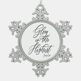 Glory in the Highest Religious Black and White スノーフレークピューターオーナメント