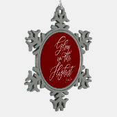 Glory in the Highest Religious Red and White スノーフレークピューターオーナメント (左)