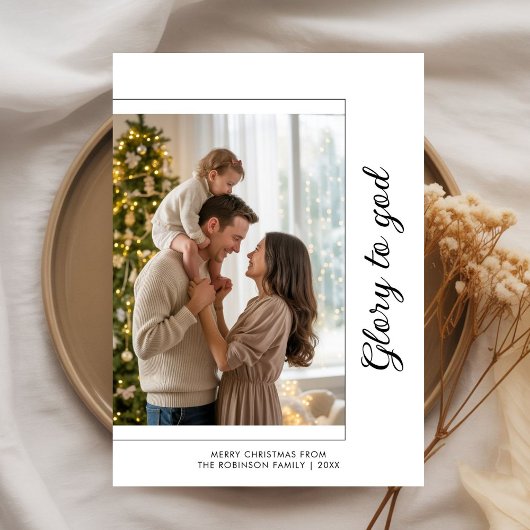 Glory to God Christian Family Christmas Photo Card シーズンカード