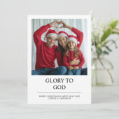 Glory to God Faith Family Christmas Photo Card シーズンカード (スタンド正面)