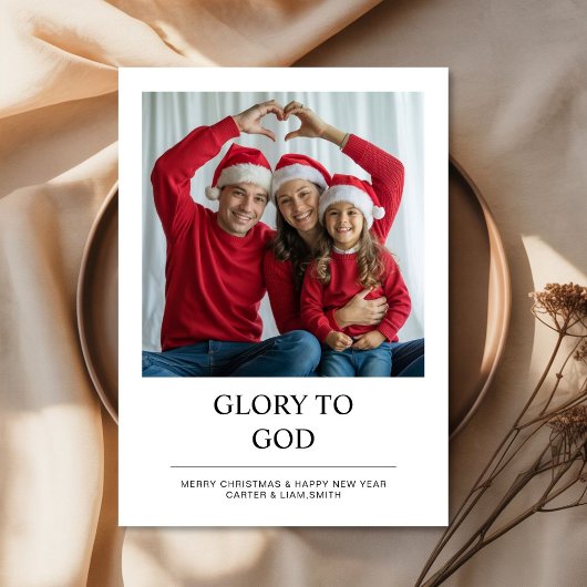 Glory to God Faith Family Christmas Photo Card シーズンカード