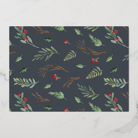 Glory to God Greeneryの果実とスクリプト写真金ゴールド 箔シーズンカード (裏面)