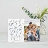 Glory To God Hand Lettered Christmas Holiday写真 シーズンカード (スタンド正面)
