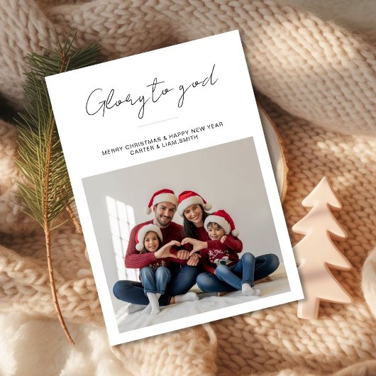 Glory to God Red Sweater Family christmas  Card シーズンカード