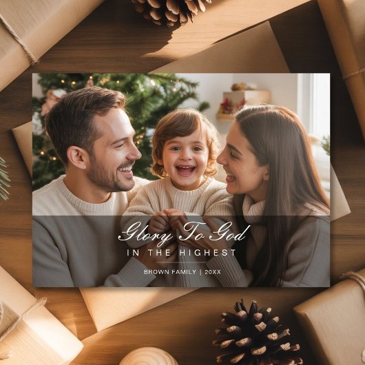 Glory to God Rejoice Family Christmas Photo card シーズンカード