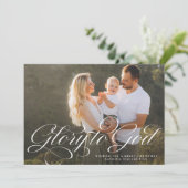 Glory to God religious two photo elegant Christmas シーズンカード (スタンド正面)