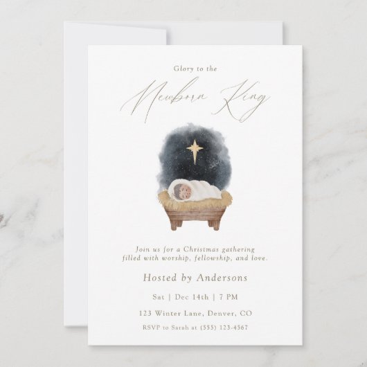 Glory to the Newborn King Christmas Invitation 招待状 (正面)