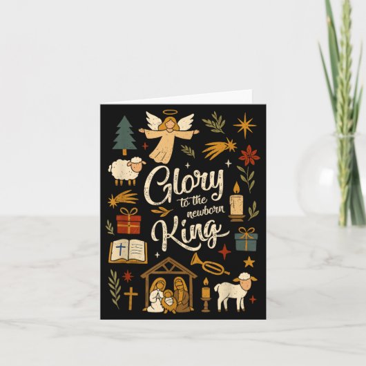 Glory To The Newborn King Christmas Nativity Scene カード (正面)