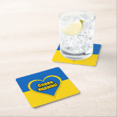 Glory to Ukraine written in Ukrainian スクエアペーパーコースター (インサイチュ)