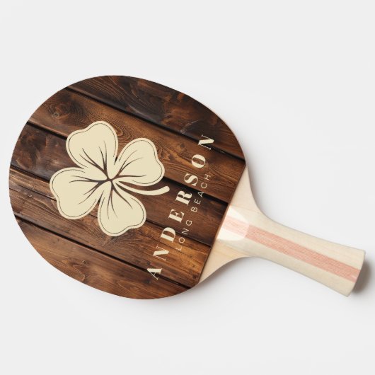 Gloss Stain Boards Four Leaf Clover with Name 卓球ラケット (横)