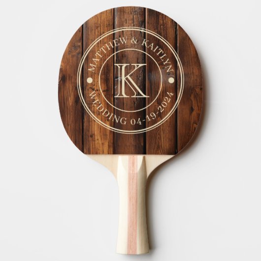 Gloss Stain Boards Wedding Monogram 卓球ラケット (裏面)