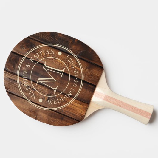 Gloss Stain Boards Wedding Monogram 卓球ラケット (横)