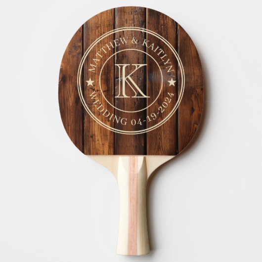 Gloss Stain Boards Wedding Monogram Star 卓球ラケット (裏面)