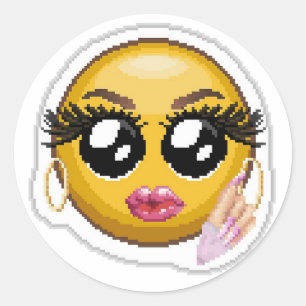 Glossed Up Barb Pixel Art絵文字 ラウンドシール