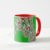 GLOSSY 3D Christmas Red White Green Fractal ~ マグカップ (正面右)