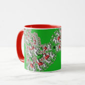 GLOSSY 3D Christmas Red White Green Fractal ~ マグカップ (正面左)