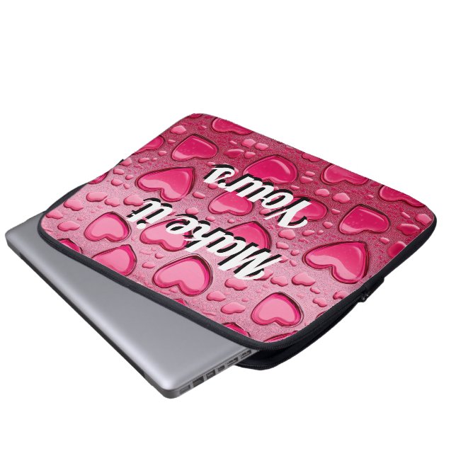 Glossy 3D Pink Jelly Hearts Laptop Sleeve ラップトップスリーブ (正面下部)