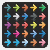 Glossy Arrows Set Vibrant Directional Pointers スクエアシール (正面)